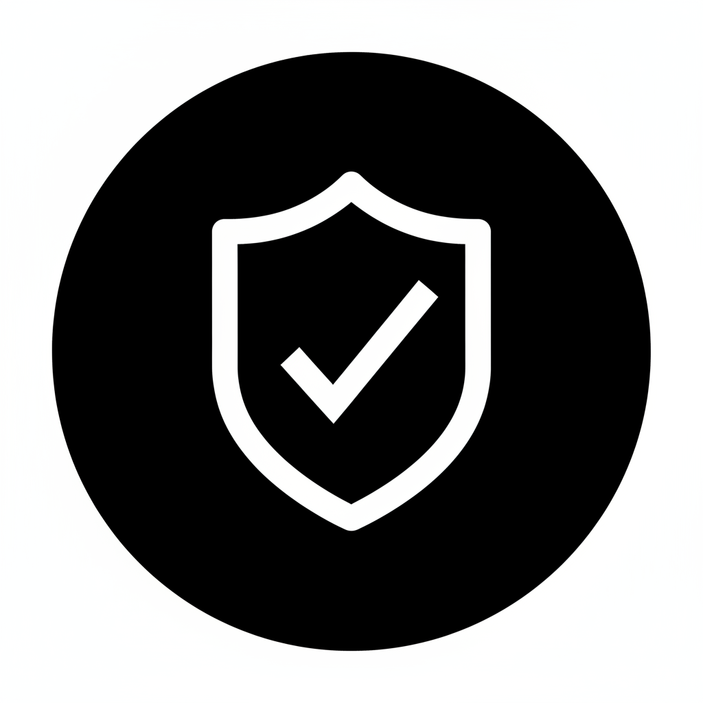 icono de garantia con fondo negro isotipo blanco el icono debe ser forma de circulo